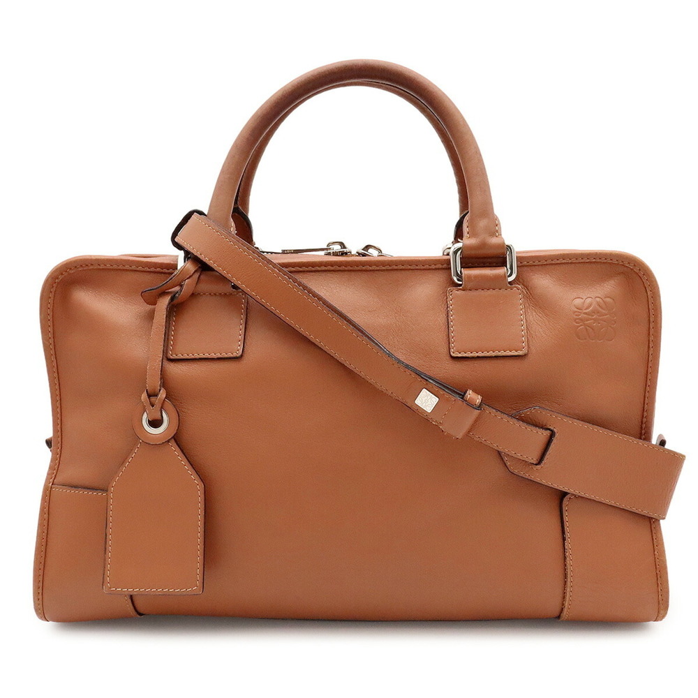 LOEWE Amazona 36 Anagram Handbag Shoulder Bag Leather Tan Brown 352.30.N22